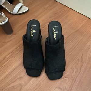 Black Lulus Mules